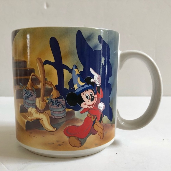DISNEY FANTASIA DANCING MICKEY MOUSSE COFFEE MUG CUP MOVIE 1940 MADE IN JAPAN - Picture 2 of 5